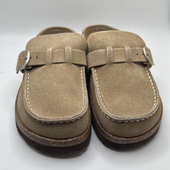 CUSHIONAIRE Women's Genuine Leather Cork Footbed Clog 9 TAUPE - Picture 2 of 7